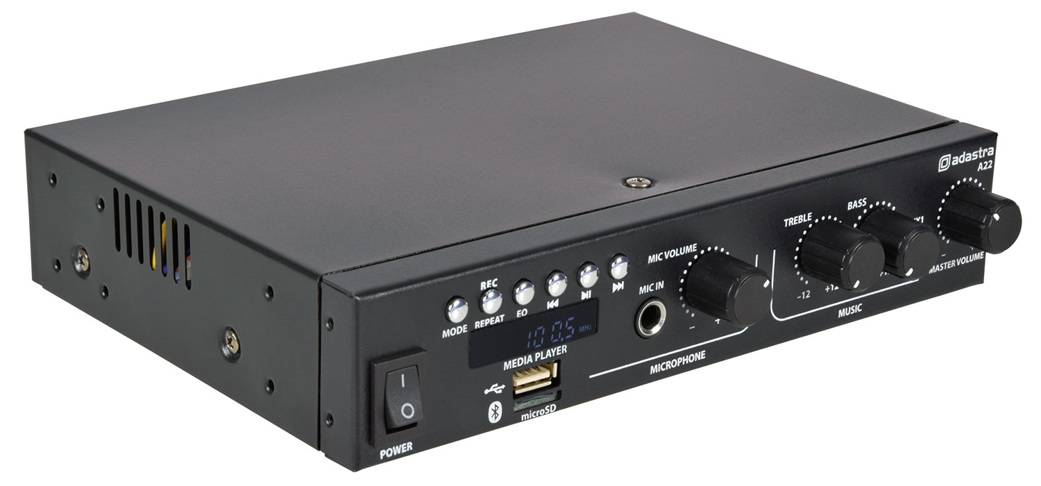adastra A2 Stereo PA Amplifier 2 x 200W with 2 Microphone