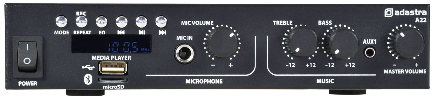 adastra A2 Stereo PA Amplifier 2 x 200W with 2 Microphone