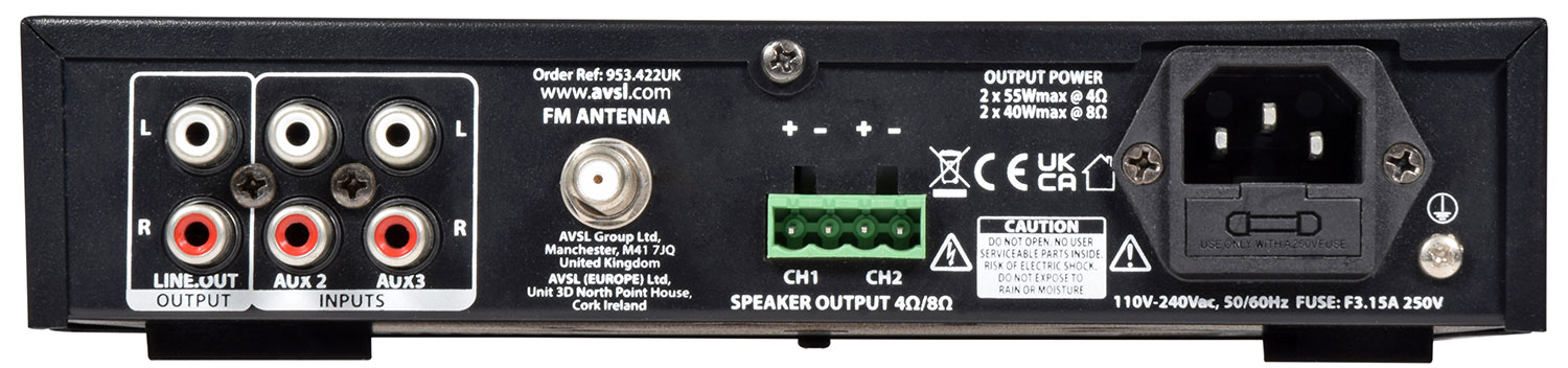 adastra A2 Stereo PA Amplifier 2 x 200W with 2 Microphone