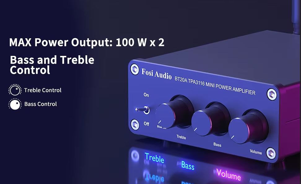 Fosi Audio BT20A Mini Bluetooth   3.5mm Aux Power Amplifier 2x 100 Watts