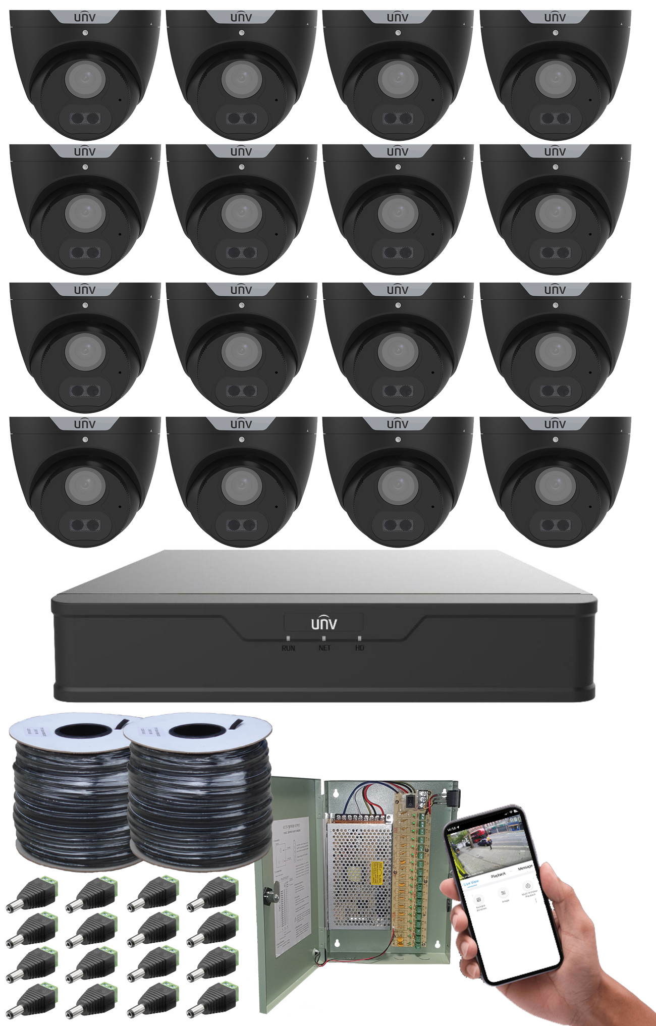 (OFFER) High Definition 5 Megapixel CCTV System with 16 Black Night Vision Dome Cameras (CLONE)