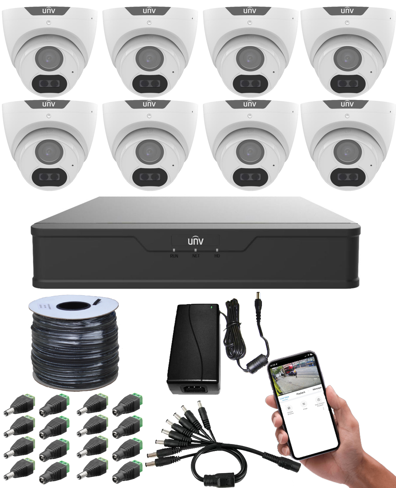 4K Ultra High Definition 8 Megapixel CCTV System with 8 Night Vision Black Dome Cameras (CLONE)