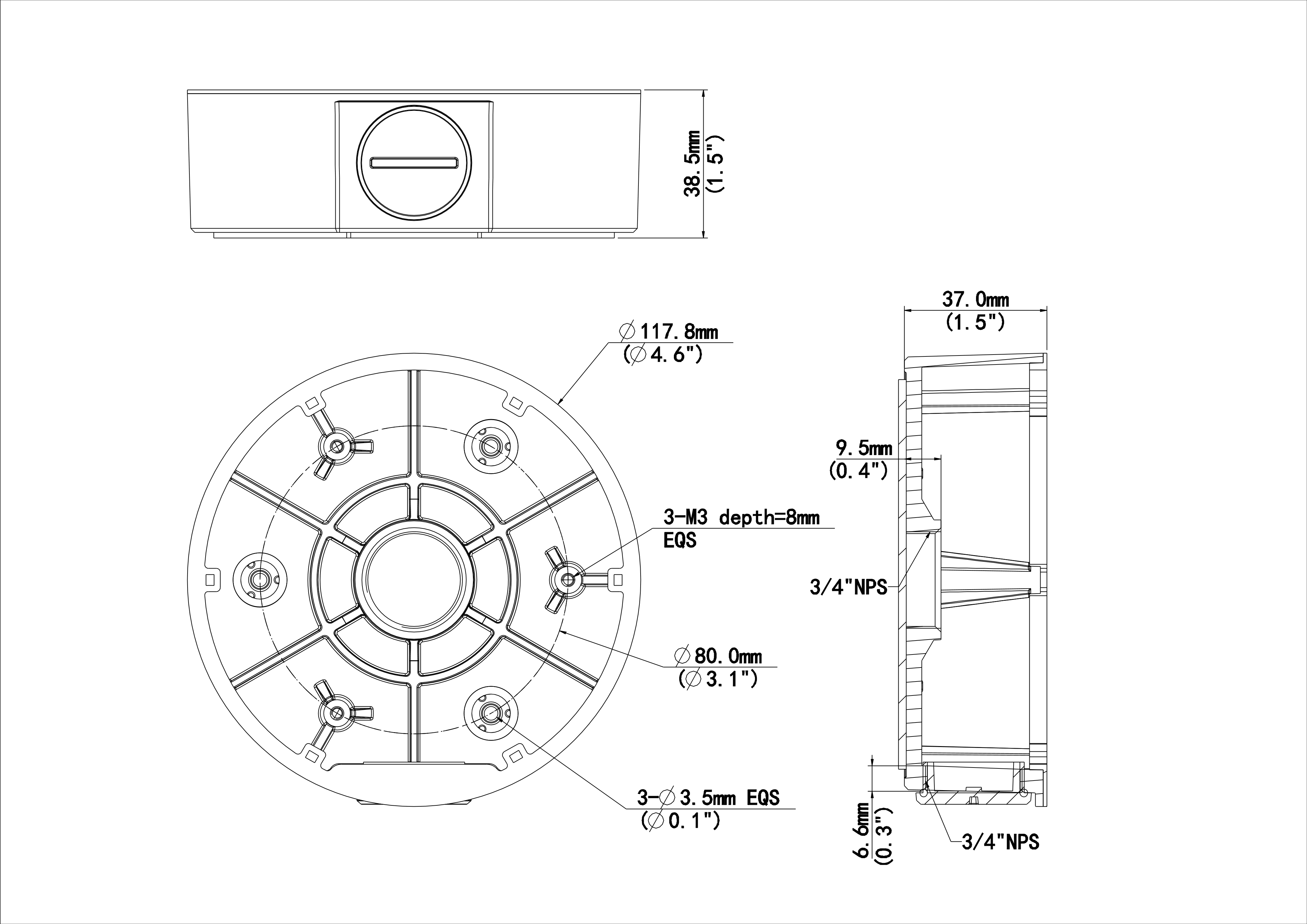 White Deep Base Junction Box for Eyeball Dome