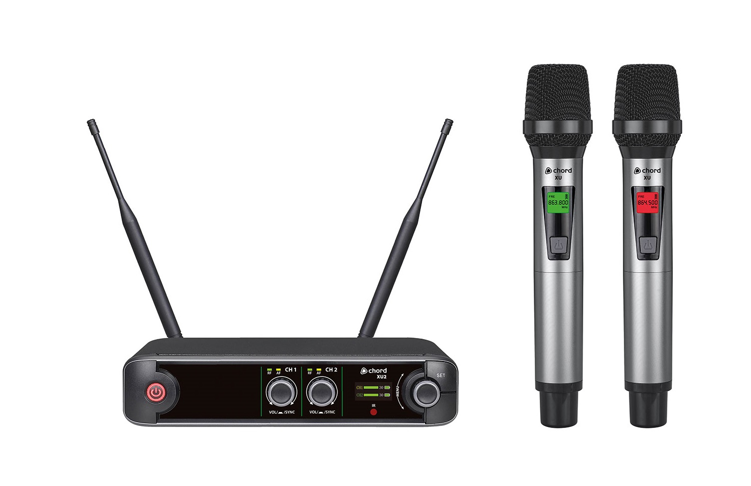 Compact Dual UHF Wireless Microphone with adjustable carrier frequency