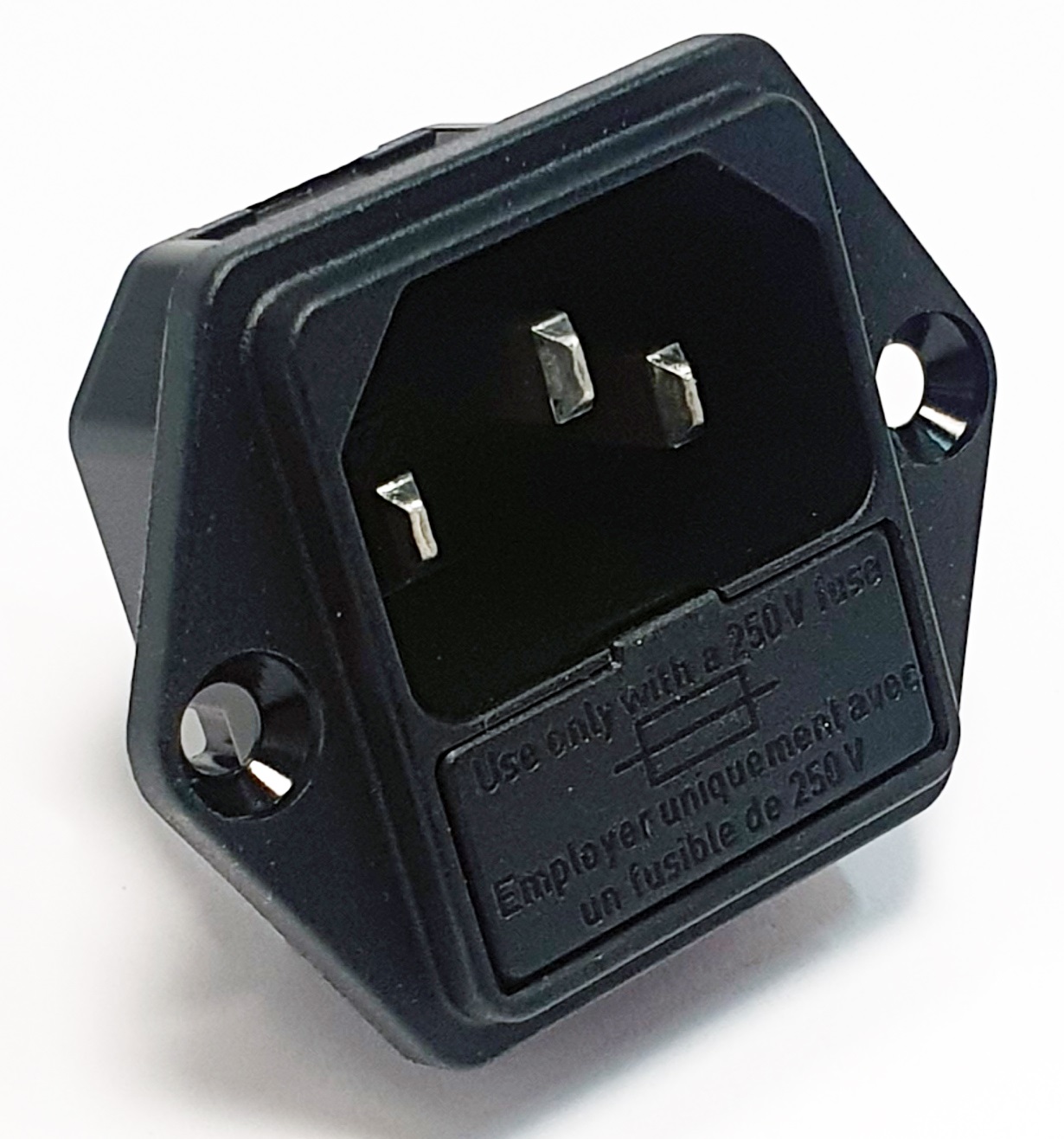 Fused IEC Mains Chassis Male Receptacle