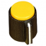 Yellow Top 15mm Knob with grub Screw for 6.3mm Spindle