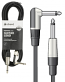 Chord 6 Metre Angled Jack Mono 6.3mm Jack plug to Straight 6.3mm Mono Jack Plug