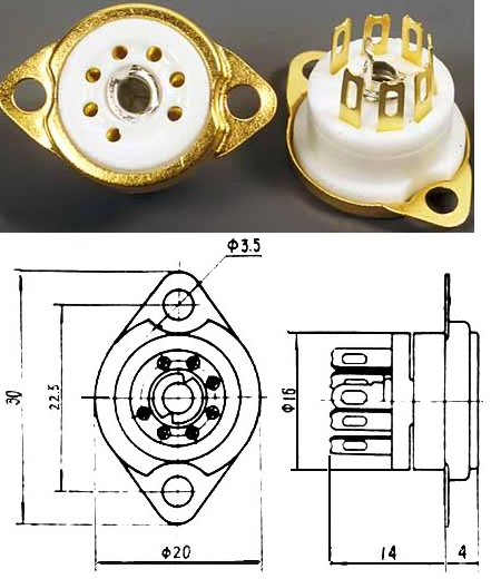B7G Gold Plated Valve Holder (Tube Socket) B7G Gold Plated Valve Holder (Tube Socket)