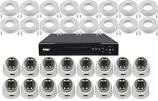 5MP PoE High Definition 2-Way Audio IP CCTV System with 16 White Anspo IP Dome Cameras 