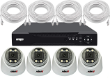 5MP PoE High Definition 2-Way Audio IP CCTV System with 4 White Anspo IP Dome Cameras 