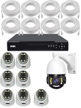 8/5MP PoE Ultra HD 2-Way Audio IP CCTV System with 7 Anspo Dome Cameras (5MP) and 1 18x Zoom PTZ Camera (8MP) 