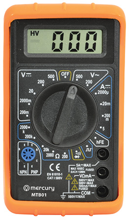 Mercury Multimeter and Transistor Tester with beep, square wave & case Mercury Multimeter and Transistor Tester with beep, square wave & case