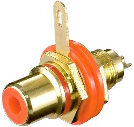 Insulated Gold Plated RCA (phono) Chassis Socket with Red Code Insulated Gold Plated RCA (phono) Chassis Socket with Red Code