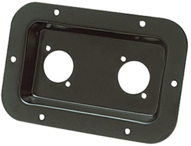 Black Steel Dish with 2 holes for mounting Speakon or Neutrik D XLR Sockets Black Steel Dish with 2 holes for mounting Speakon or Neutrik D XLR Sockets