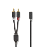 20cm High Quality Lead with 2 Phono Plugs (RCA) to 3.5mm Stereo Jack Socket 