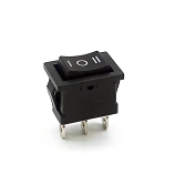 Single-Pole Centre-Off Black Miniature Rocker Switch On-Off-On