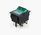 Double-Pole Green Rocker Switch On-On