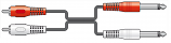 1.2 Metre Screened Lead Joining 2 RCA Phono Plugs to 2 Mono 6.3mm Jack Plugs 1.2 Metre Screened Lead Joining 2 RCA Phono Plugs to 2 Mono 6.3mm Jack Plugs