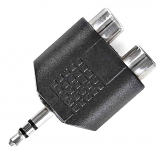 2 RCA Phono Females to a 3.5mm Stereo Jack Plug Nickel Plated 2 RCA Phono Females to a 3.5mm Stereo Jack Plug Nickel Plated