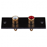 2 Gold Plated RCA (Phono) Sockets on Panel with Mounting Holes 2 Gold Plated RCA (Phono) Sockets on Panel with Mounting Holes
