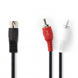 1.2 Metre Screened Lead Joining 2 RCA Phono Plugs to 5 pin 180deg DIN Plug 1.2 Metre Screened Lead Joining 2 RCA Phono Plugs to 5 pin 180deg DIN Plug