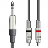 Screened Lead 2 x RCA Phono Plugs to 1 x 6.3mm 1/4 inch Stereo Jack Plug 3 metres Screened Lead 2 x RCA Phono Plugs to 1 x 6.3mm 1/4 inch Stereo Jack Plug 3 metres