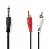 Screened Lead 2 x RCA Phono Plugs to 1 x 6.3mm 1/4 inch Stereo Jack Plug 2 metres Screened Lead 2 x RCA Phono Plugs to 1 x 6.3mm 1/4 inch Stereo Jack Plug 2 metres