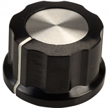 Control Knob Black with Silver Insert, 27mm diameter with Grub Screw Control Knob Black with Silver Insert, 27mm diameter with Grub Screw